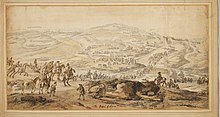 Contemporary sketch of Aughrim, viewed from the Williamite lines, by Jan Wyk Battle of Aughrim by Jan Wyk.jpg