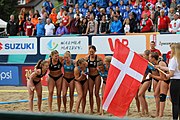 Deutsch: Beachhandball Europameisterschaften 2019 (Beach handball Euro); Tag 6: 7. Juli 2019 – Frauenfinale, Dänemark-Ungarn 2:0 (18:12, 23:22) English: Beach handball Euro; Day 6: 7 July 2019 – Women's Final – Denmark-Hungary 2:0 (18:12, 23:22)