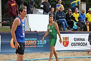 Deutsch: Beachhandball Europameisterschaften 2019 (Beach handball Euro); Tag 2: 3. Juli 2019 – Männer, Vorrunde Gruppe D, Ungarn-Schweden 2:0 (23:22, 32:24) English: Beach handball Euro; Day 2: 3 July 2019 – Women Preliminary Round Group A – Men Preliminary Round Group D – Hungary-Sweden 2:0 (23:22, 32:24)