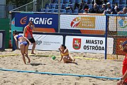 Deutsch: Beachhandball Europameisterschaften 2019 (Beach handball Euro); Tag 2: 3. Juli 2019 – Frauen, Vorrunde Gruppe C, Spanien-Griechenland 2:1 (12:20, 18:16; 8:2) English: Beach handball Euro; Day 2: 3 July 2019 – Women Preliminary Round Group C – Spain-Greece 2:1 (12:20, 18:16; 8:2)