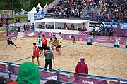 Deutsch: Beachhandball bei den Olympischen Jugendspielen 2018; Tag 5, 10. November 2018; Jungen, Hauptrunde - Thailand-Argentinien 2:1 English: Beach handball at the 2018 Summer Youth Olympics at 11 October 2018 – Boys Main Round – Thailand-Argentina 2:1