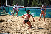 Deutsch: Beachvolleyball bei den Olympischen Jugendspielen 2018; Tag 8, 14. Oktober 2018; Mädchen, Achtelfinale – Bolivien-Puerto Rico 0:2 (18–21/18–21 ) English: Beach volleyball at the 2018 Summer Youth Olympics at 14 October 2018 – Girls Round of 16 – Bolivia-Puerto Rico 0:2 (18–21/18–21 )