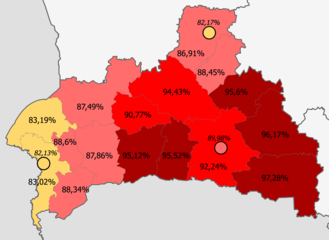 Wit-Russen in de provincie >95% 90-95% 85-90% <85%