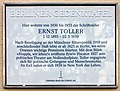 Ernst Toller, Wittelsbacherstraße 33A, Wilmersdorf