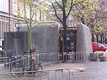 A 'bunker' is built around the entrance of an underground car park at the film set of Black Book. Black Book 2005 film set 2.jpg