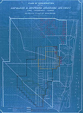 Un plan de Fort Lauderdale, en Floride et des Everglades environnantes à l'ouest, divisé en lots à vendre, mettant en vedette les systèmes de canaux