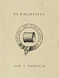 Thumbnail for File:Bookplate "EX BIBLIOTECA" "CAR. I. TABORIS." "STUDIO ET VIGILANTIA" - from, On Beer - a statistical sketch (IA b28074099) (page 2 crop).jpg