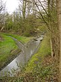 Deutsch: Mündung des Breuskes Mühlenbach (von links) in den Hellbach in Recklinghausen