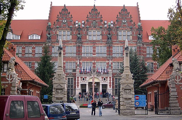 Gdańsk University of Technology (Politechnika Gdańska) in Wrzeszcz. Built in Brick Gothic style, the building originally housed the Königliche Technis