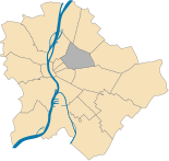 Mapa de Hungría, posición de Zugló Lerchenfeld XIV. Distrito de Budapest resaltado