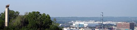 The American Hereford Association bull, Kemper Arena, and the Kansas City Live Stock Exchange Building are in the former Kansas City Stockyard of West Bottoms. Bull-kemper.jpg