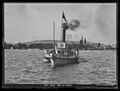 Dampfschiff auf dem Zürichsee, Blick vom Utoquai aus Richtung General-Guisan-Quai und Quaibrücke (1909)