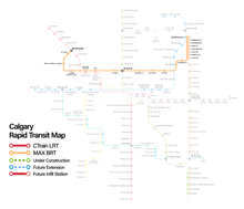 Calgary Rapid Transit Network Map, MAX Orange Highlighted.png