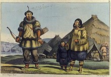 Chukchi, one of many indigenous peoples of Siberia. Representation of a Chukchi family by Louis Choris (1816) Choris, Tschuktschen.jpg