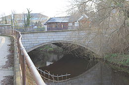 Clonskeagh ko'prigi yuqori oqimdan chap banl = k ko'rinib turibdi