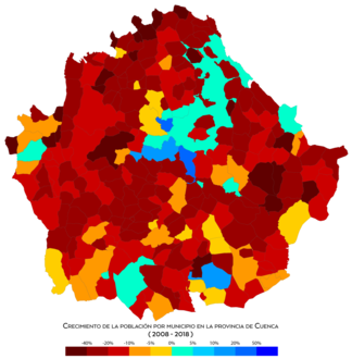 Crecimiento de la población por municipio entre 2008 y 2018
