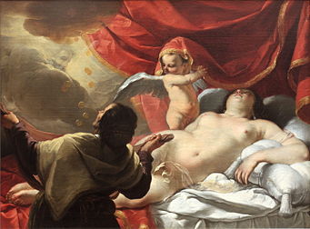 Danaé, huile sur toile peinte par Jacques Blanchard entre 1631 et 1633 (musée des beaux-arts de Lyon). (définition réelle 3 948 × 2 916)