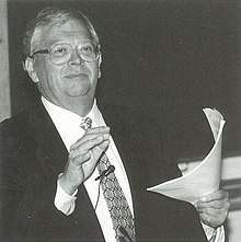 Prime Minister David Lange worked towards forging anti-nuclear sentiment as part of New Zealand's self-identity. David Lange, 1999.jpg