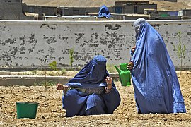 Femmes afghanes en burqa, vêtement défendu