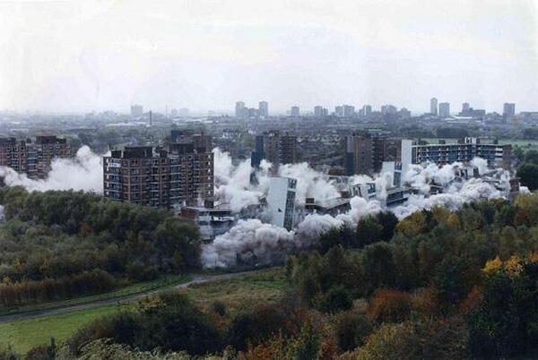 Demolition of the Kersal flats in 1990