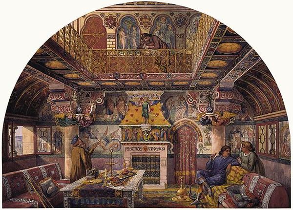 William Burges' design for the Summer Smoking Room at Cardiff Castle, 1860s.