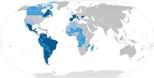 Mapa SVG detallado del mundo de habla romance.