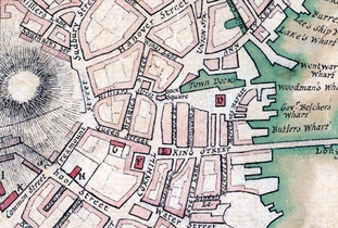 Detail of 1775 map of Boston, showing King Street and vicinity