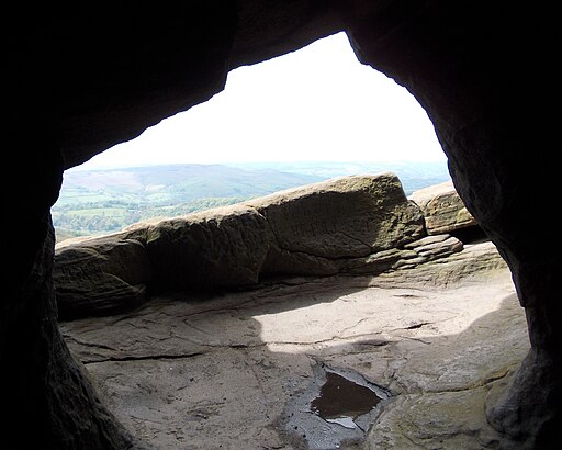 Entrance of Robin Hood's Cave on Stanage Edge, Derbyshire - geograph-3466490