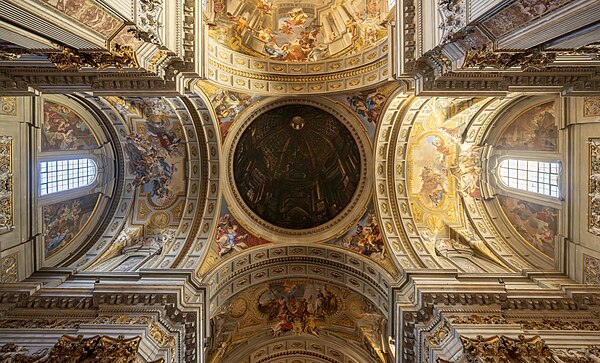 The illustionistic perspective of Pozzo's trompe-l'œil dome at Sant'Ignazio (1685) is revealed by viewing it from the opposite end