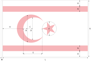 Construction sheet as published in the official website of Ministry of National Education of Northern Cyprus Flag of TRNC (construction sheet).svg