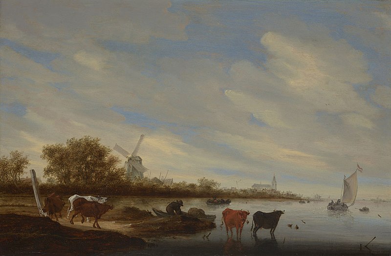 File:Flusslandschaft mit Kühen und Windmühle by Salomon van Ruysdael.jpg