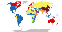 A colour-coded legend of forms of government.