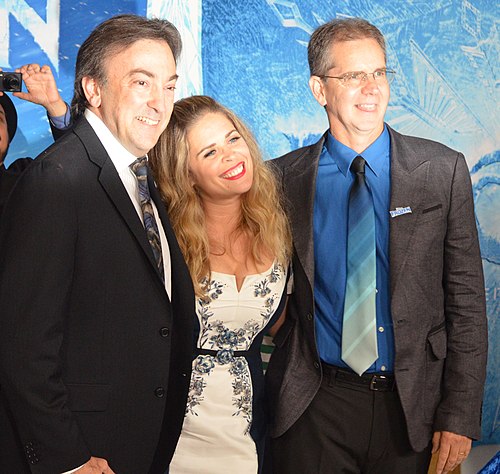 (left to right) Producer Peter Del Vecho, director and writer Jennifer Lee, and director Chris Buck at Frozen's 2013 premiere