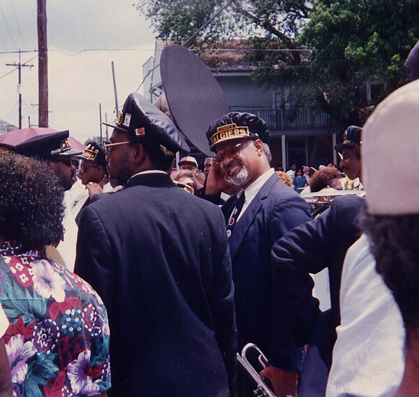 A Second Line band going through the Tremé