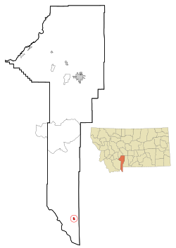 Location of West Yellowstone within Gallatin County