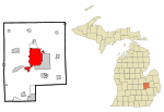 Genesee County Michigan Incorporated and Unincorporated areas Flint Highlighted.svg