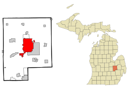 Genesee County Michigan Incorporated and Unincorporated areas Flint Highlighted.svg