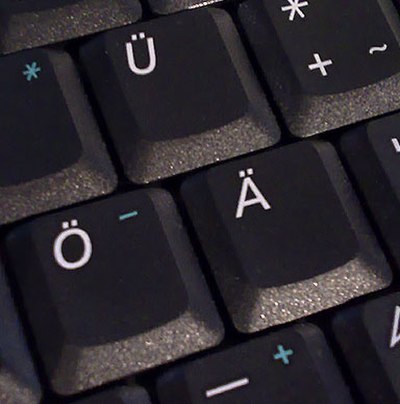 German keyboard with umlaut letters