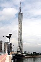 The Canton Tower, in the Haizhu District of the city of Guangzhou (historically known as Canton), in Guangdong, China, 2010.