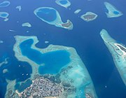 Aerial view of Guriadhoo Island in South Malé Atoll