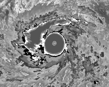 Dvorak enhancement imagery of Typhoon Haiyan at T8.0 Haiyan 2013-11-07 1430Z IR-BD lineless.png