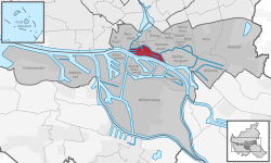 Location of HafenCity within Hamburg-Mitte