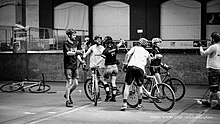 After a Hardcourt Bike tournament Hardcourt Bike POLO fh 2018 tours fin de match.jpg