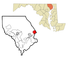 Harford County Maryland Incorporated and Unincorporated areas Havre de Grace Highlighted.svg