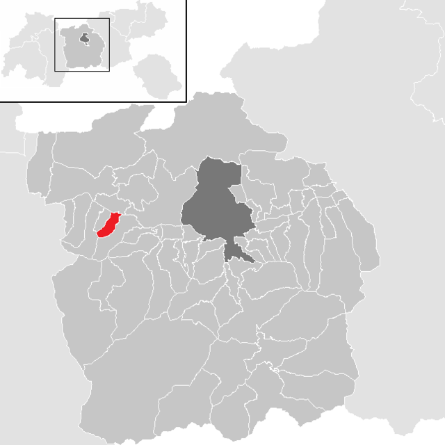 Kommunens läge i distriktet Innsbruck-Land