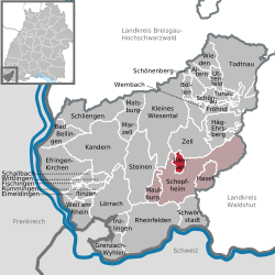 Elhelyezkedése Baden-Württemberg térképén