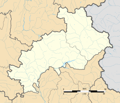 Mapa konturowa Alp Wysokich, na dole po lewej znajduje się punkt z opisem „Chanousse”