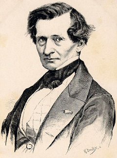 Retrato dibujado de Berlioz en busto de tres cuartos a la izquierda