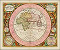 1660년에 네덜란드 암스테르담에서 《구세계의 반구와 서로 다른 동그라미 속의 공간》을 주제로 하여 제작된 지도