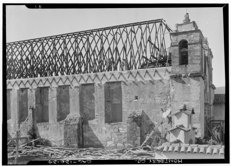 File:Historic American Buildings Survey Robert W. Kerrigan - Photographer Photo Taken- May 13, 1936 VIEW FROM RIGHT SIDE - SOUTH - Mission San Carlos Borromeo, Rio Road and Lausen HABS CAL,27-CARM,1-24.tif